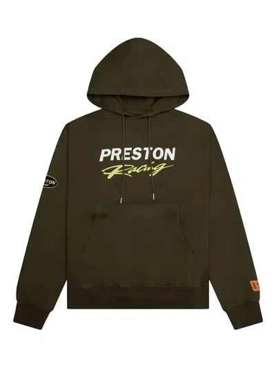 Heron Preston Preston Racing Skull-patch Hoodie In Brown