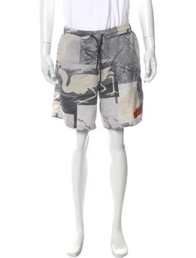 Pre-owned Heron Preston Printed Athletic Shorts In Gray