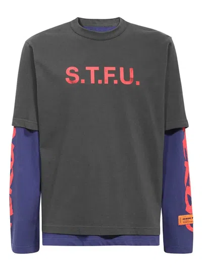 Heron Preston Printed Cotton T-shirt In Black