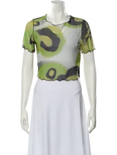 Pre-owned Heron Preston Printed Crew Neck Crop Top In Green