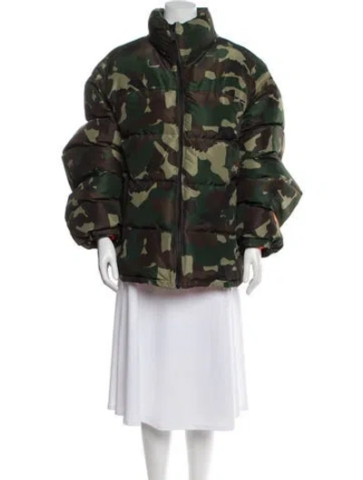 Pre-owned Heron Preston Printed Faux Fur Jacket In Green