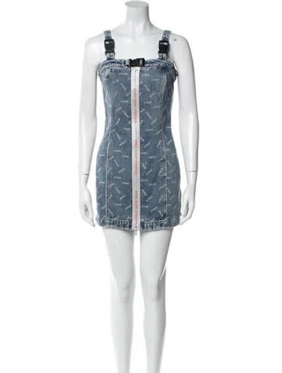 Pre-owned Heron Preston Printed Mini Dress In Blue