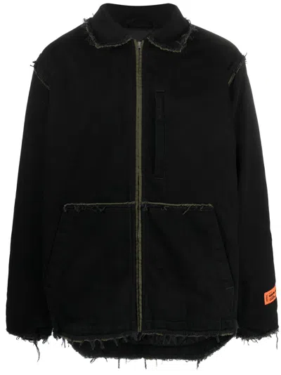 Heron Preston Rebuilt Zip-up Denim Jacket In Black