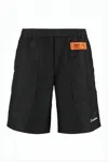 Heron Preston Relaxed-fit Black Shorts With Logo Patch And Bold Label In Black