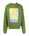 Heron Preston Green Sweatshirt With Logoed Graphic Print In Green