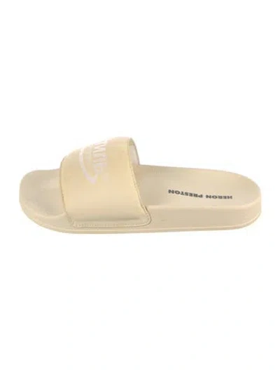 Pre-owned Heron Preston Rubber Graphic Print Slides In Neutrals