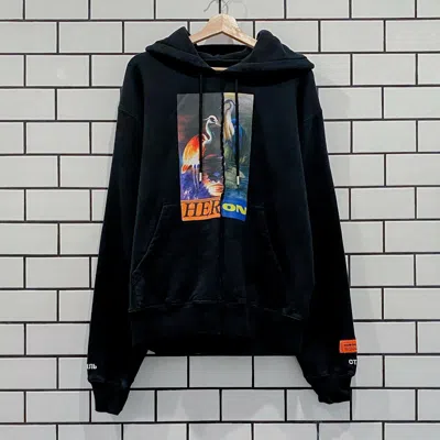 Pre-owned Heron Preston Split Herons Graphic Hoodie Black Last Sizes Xs S M L