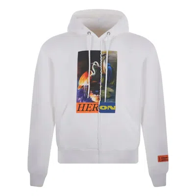 HERON PRESTON HERON PRESTON SPLIT HERONS HOODIE 'WHITE ORANGE MULTI'