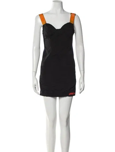 Pre-owned Heron Preston Square Neckline Mini Dress In Black