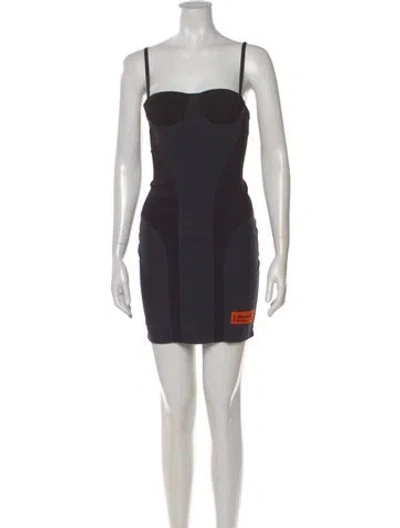 Pre-owned Heron Preston Square Neckline Mini Dress In Black