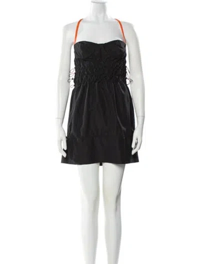 Pre-owned Heron Preston Square Neckline Mini Dress W/ Tags In Black