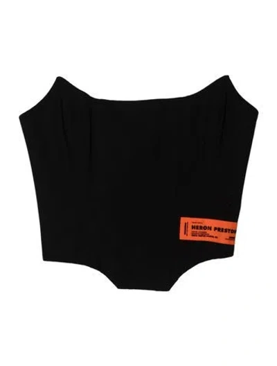 Pre-owned Heron Preston Square Neckline Sleeveless Crop Top W/ Tags In Black