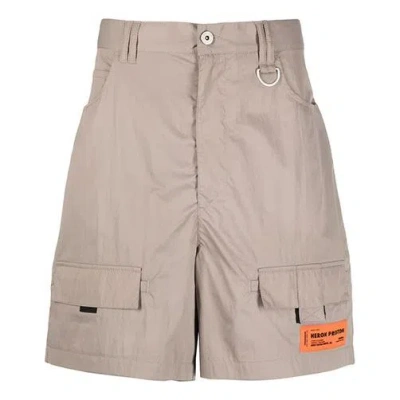 Heron Preston Ss21 Spray Cotton Shorts 'khaki' In Gray