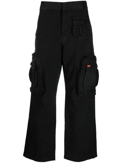 Heron Preston Straight-leg Multiple-pocket Trousers In Black