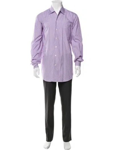Pre-owned Heron Preston Striped Long Sleeve Dress Shirt In Purple