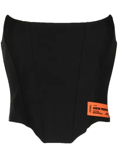 Heron Preston Logo-patch Strapless Corset Top In Black