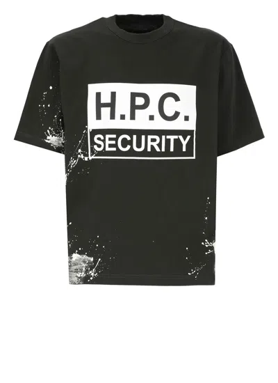 Heron Preston Mens Black H.p.c. Security Slogan-print Cotton-jersey T-shirt