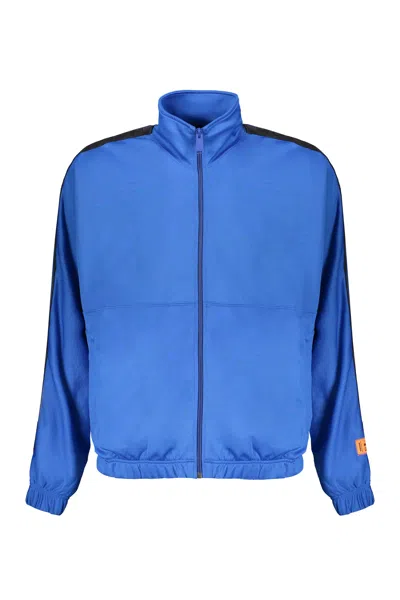 Heron Preston Techno Fabric Full-zip Sweatshirt In Blue