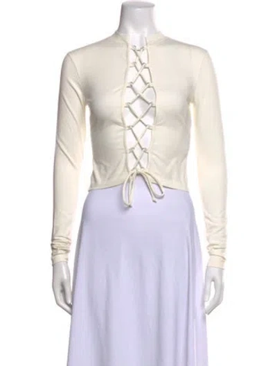 Pre-owned Heron Preston Tie Neck Long Sleeve Top W/ Tags In Neutrals