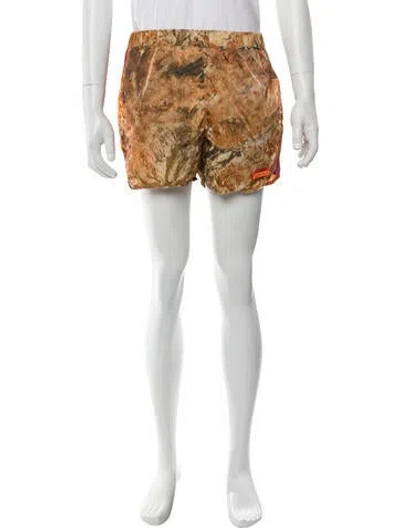 Pre-owned Heron Preston Tie-dye Print Mini Shorts In Orange