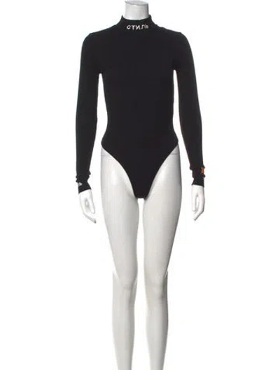 Pre-owned Heron Preston Turtleneck Long Sleeve Bodysuit In Black
