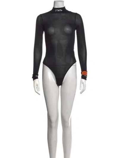 Pre-owned Heron Preston Turtleneck Long Sleeve Bodysuit In Blue