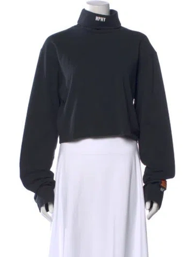 Pre-owned Heron Preston Turtleneck Long Sleeve Crop Top In Blue