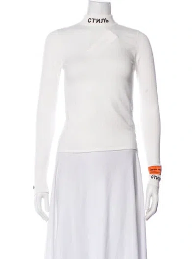 Pre-owned Heron Preston Turtleneck Long Sleeve Top In White