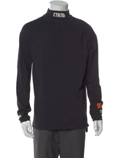 Pre-owned Heron Preston Turtleneck Long Sleeve T-shirt In Black
