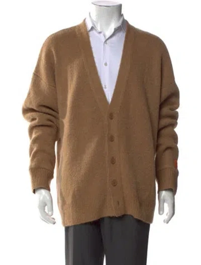 Pre-owned Heron Preston V-neck Long Sleeve Cardigan In Brown