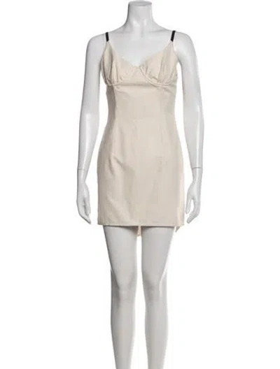 Pre-owned Heron Preston V-neck Mini Dress In Neutrals