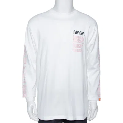 Heron Preston White Nasa Facts Print Cotton Jumper In Multi