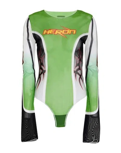 Heron Preston Woman Bodysuit Green Size Xs Polyamide, Elastane