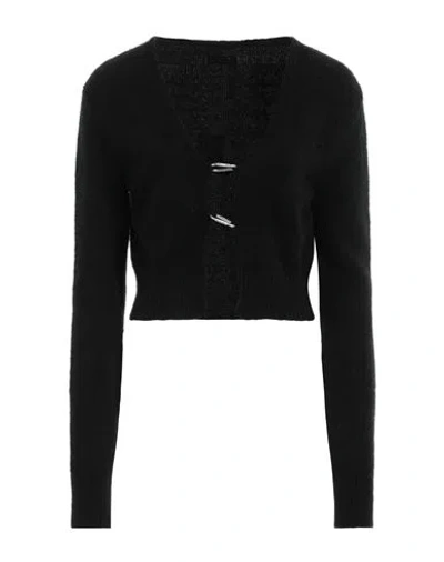 HERON PRESTON HERON PRESTON WOMAN CARDIGAN BLACK SIZE M ACRYLIC, POLYAMIDE, SYNTHETIC FIBERS, WOOL, MOHAIR WOOL