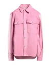 Heron Preston Woman Denim Shirt Pink Size S Cotton In Pink