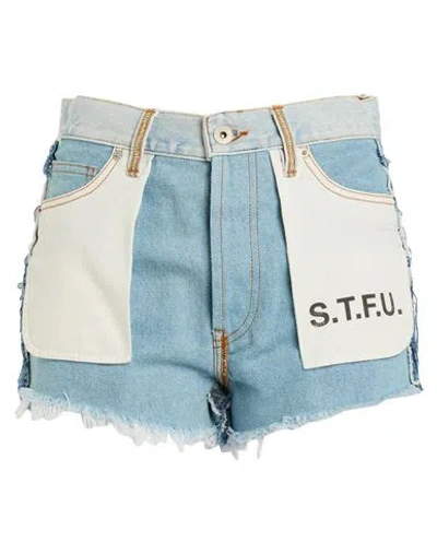 Heron Preston Woman Denim Shorts Blue Size 25 Cotton