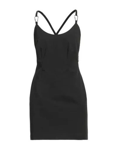 HERON PRESTON HERON PRESTON WOMAN MINI DRESS BLACK SIZE 8 POLYESTER, VISCOSE, ELASTANE