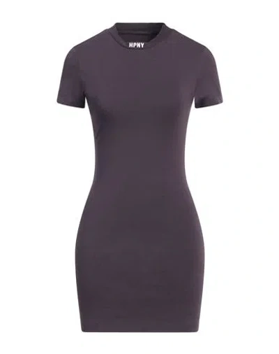 Heron Preston Woman Mini Dress Dark Purple Size L Cotton, Polyester, Elastane