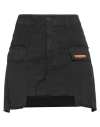 Heron Preston Woman Mini Skirt Black Size M Cotton, Linen In Black