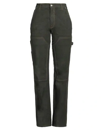 Heron Preston Woman Pants Military Green Size L Cotton, Linen