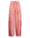 Heron Preston Cargo Pant In Pure Cotton With Drawstring In Pink
