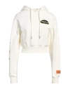 HERON PRESTON HERON PRESTON WOMAN SWEATSHIRT IVORY SIZE M COTTON, ELASTANE, POLYESTER