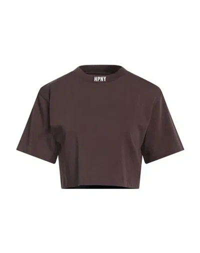 Heron Preston Hpny Embroidered Crop T-shirt In Brown White