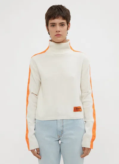 Heron Preston Women Cropped Ctnmb Ribbed Turtle Neck Sweater In White