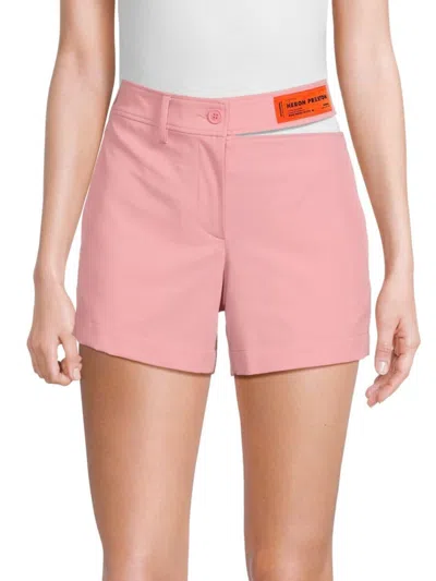 Heron Preston Women's Cut Out Logo Shorts In Pink