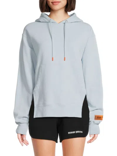 Heron Preston Women's Drop Shoulder Cutout Hoodie In Blue