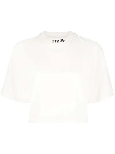 Pre-owned Heron Preston Women's  Nf Ctnmb Crop Short Sleeve Tee Shirt In White/black