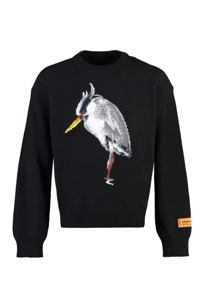 Heron Preston Intarsia-knit Wool-blend Jumper In Black