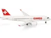 Herpa Airbus A220-100 Commercial Aircraft "swiss International Air Lines" (hb-jbh) White With Red Tail 1/2