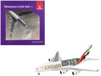 Herpa Airbus A380-800 Commercial Aircraft "emirates Airlines - Wimbledon Official Partner" (a6-eoe) White 